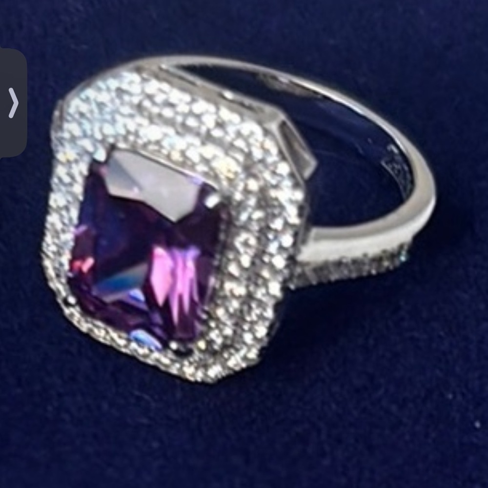 Elegant Purple Gemstone Silver Ring